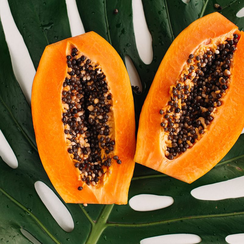 Sliced papaya fruit