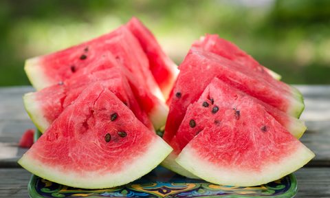 Freshly cut watermelon slices