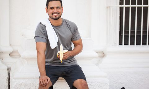 Man holding a banana.
