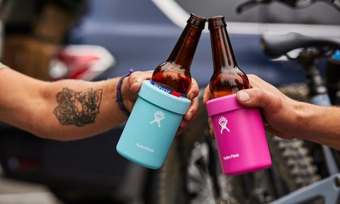 Cheersing beer bottles with Hydro Flask beer can insulators.