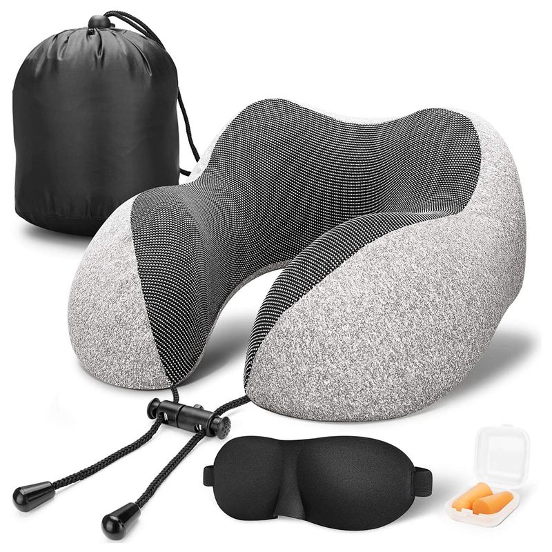 Travel pillow on a white background.