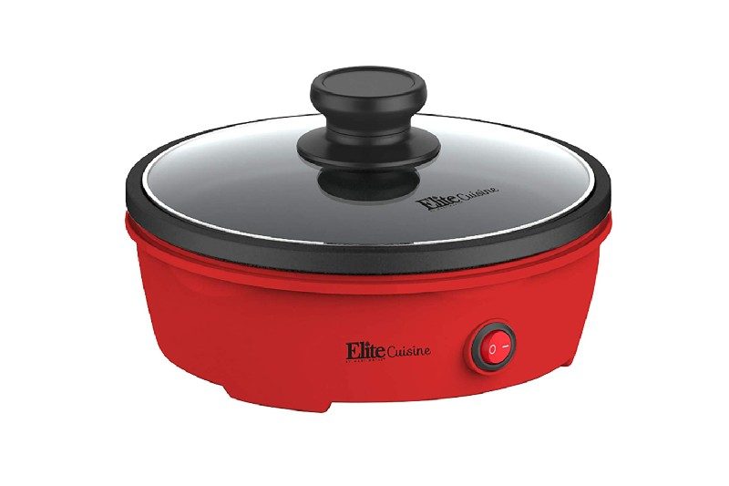 Elite Gourmet 8.5-Inch Personal Nonstick Electric Skillet on a white background.