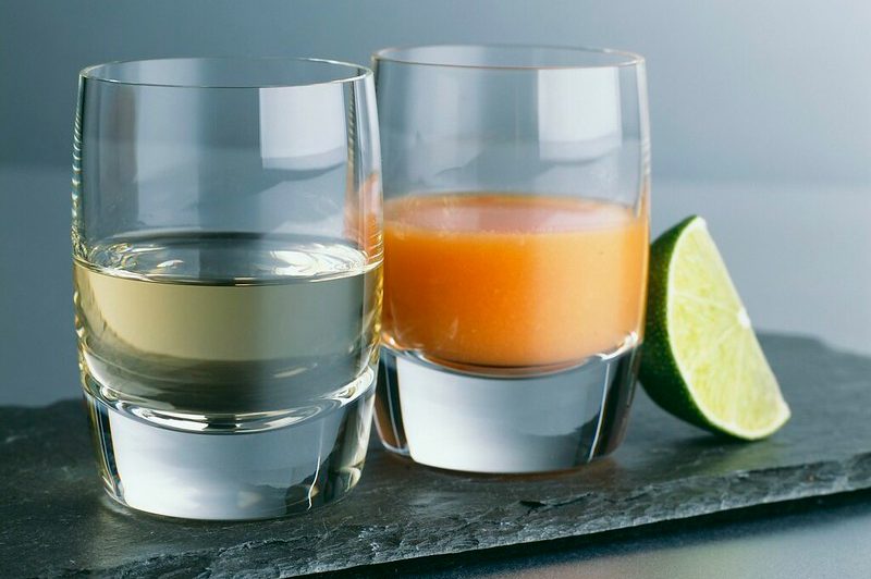 A sangrita tequila shot.