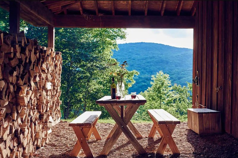 Table on Ten Studio on the Hill Airbnb in South Kortright, New York