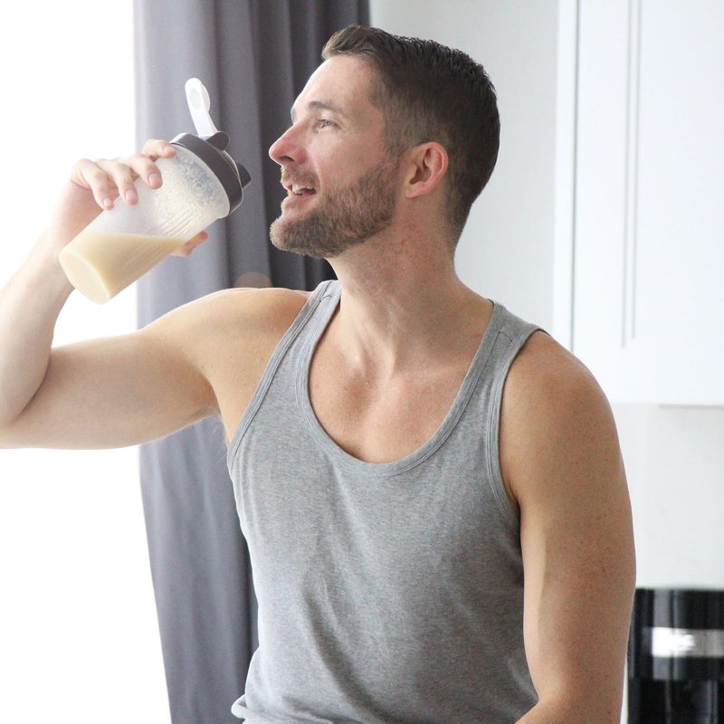 Man drinking a protein shake