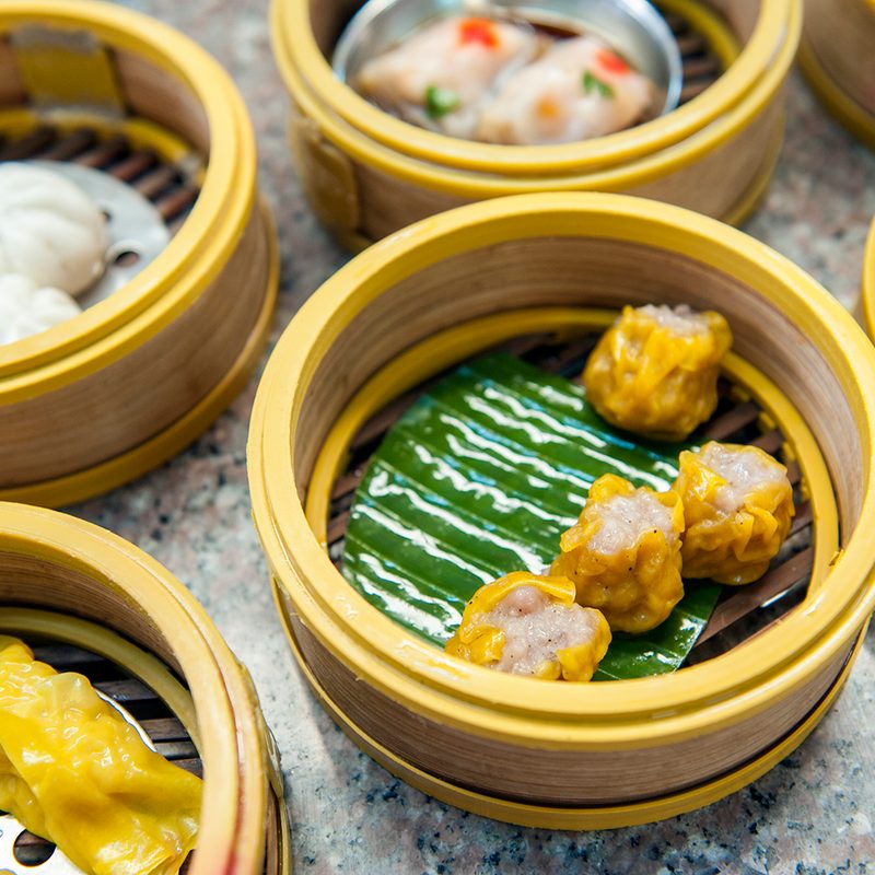 Baskets of dim sum, a traditional breakfast