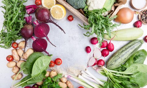 Fresh organic vegetables and herbs composition