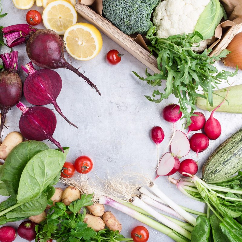 Fresh organic vegetables and herbs composition