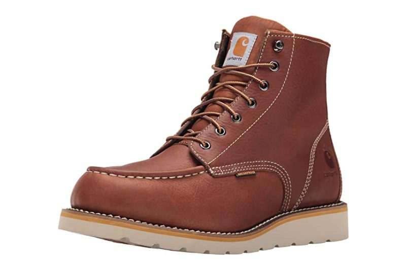 Brown Carhartt Waterproof Wedge Work Boot on a white backdrop.