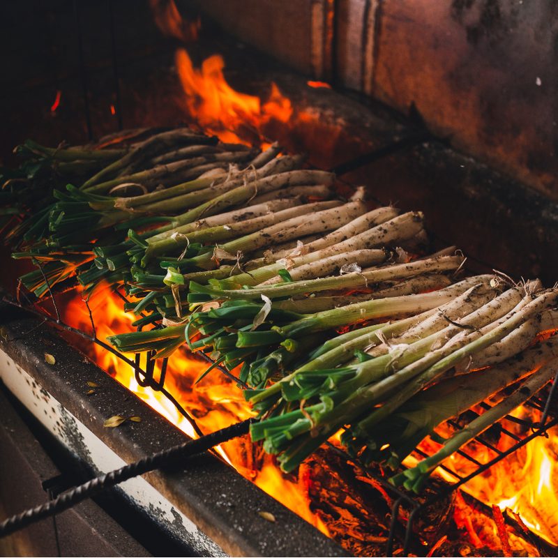 Grilled scallions