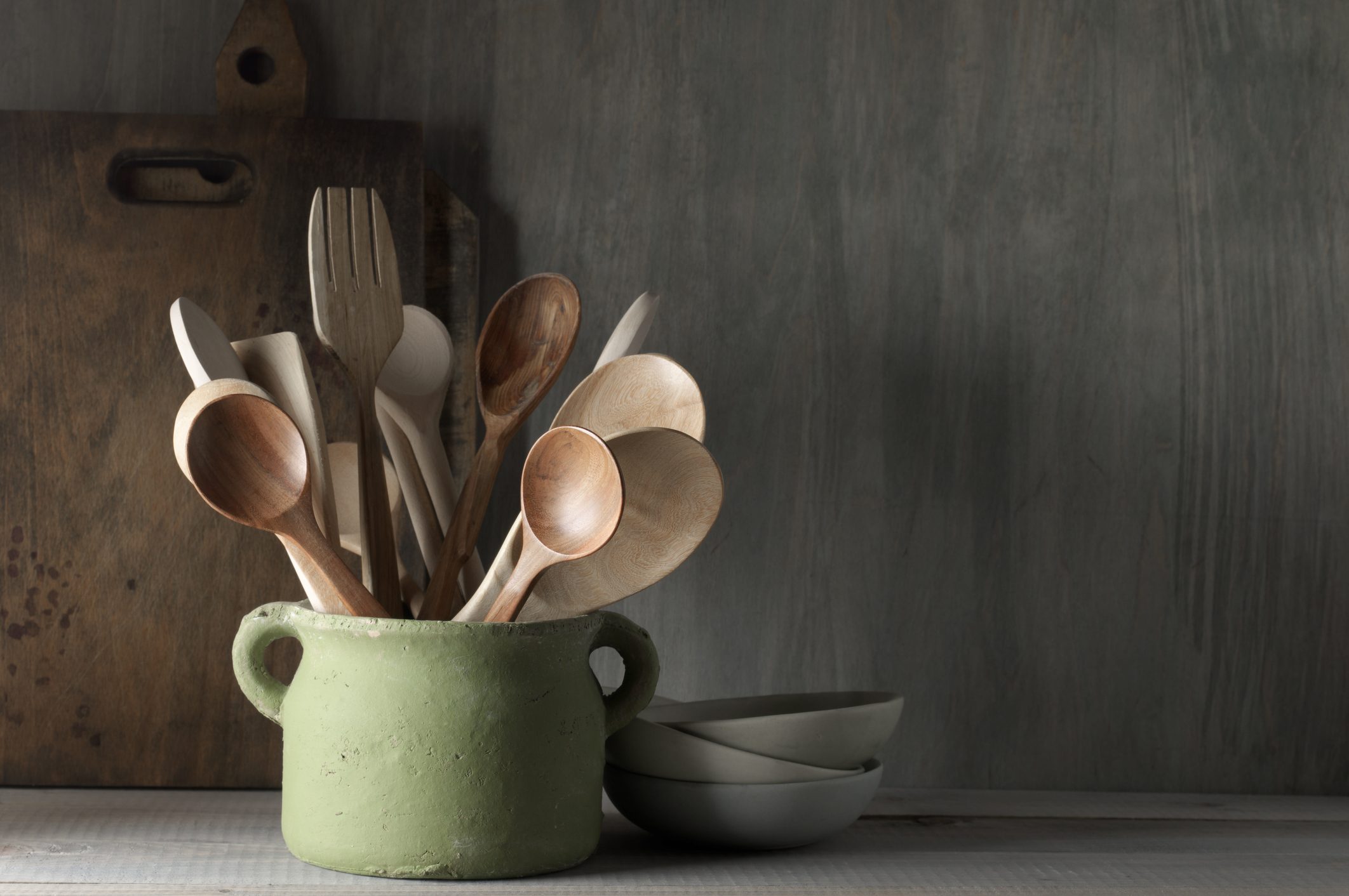 Wooden kitchen tools.