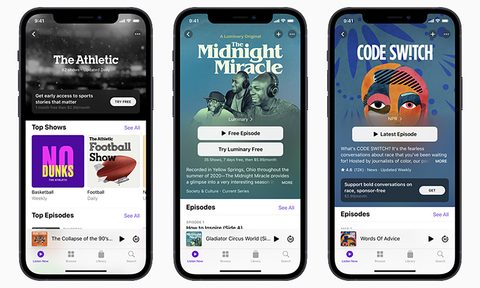apple podcast subscription launch iphone12 podcasts codeswitch theathletic midnightmiracle 042021 big jpg large