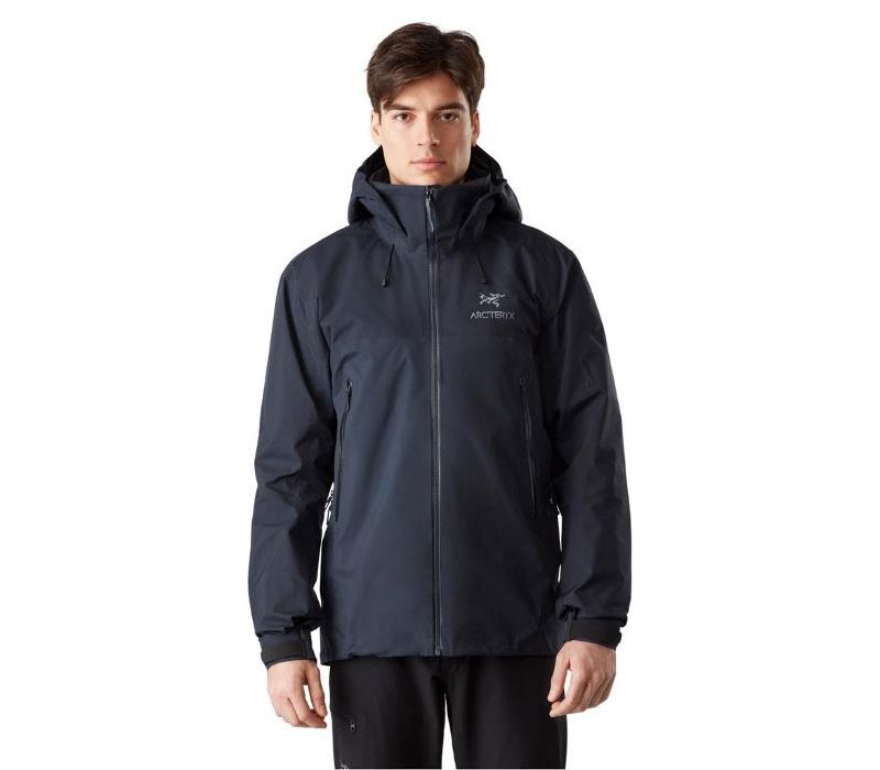 Man wearing an Arc'teryx Beta AR Jacket on a white background.