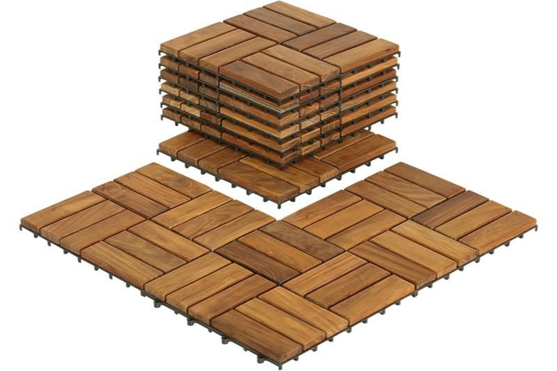 Bare Decor Solid Teak Wood Interlocking Flooring Tiles.