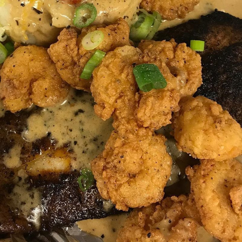 Blackened fish and fried shrimp from Heard Dat Kitchen