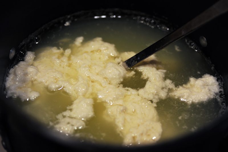 The curding process of the cheesemaking cycle