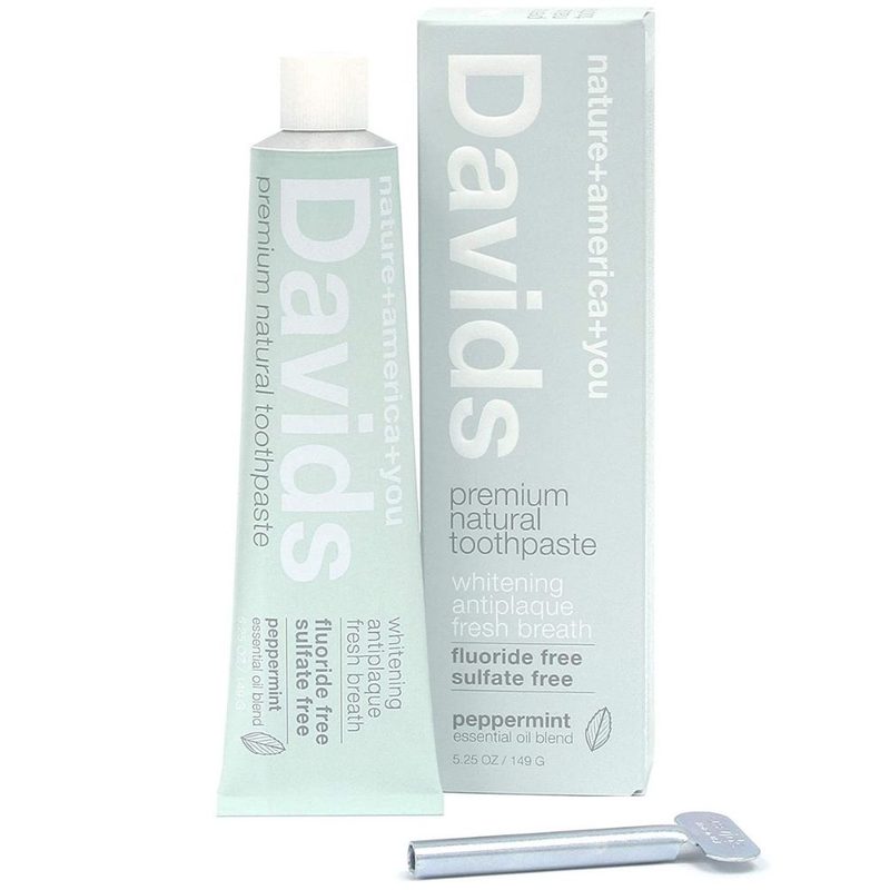 Davids natural Toothpaste on a white background.