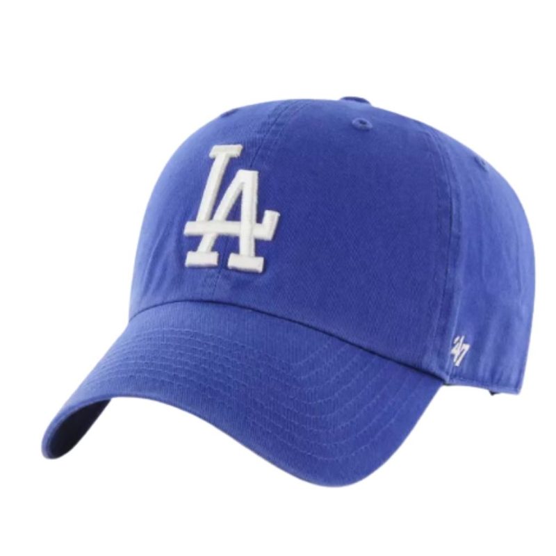 A blue Los Angeles Dodgers Baseball Hat on white background.