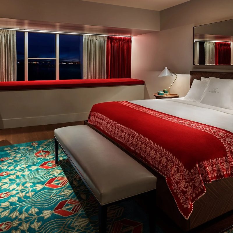 Hotel room at the Faena Miami Beach hotel.