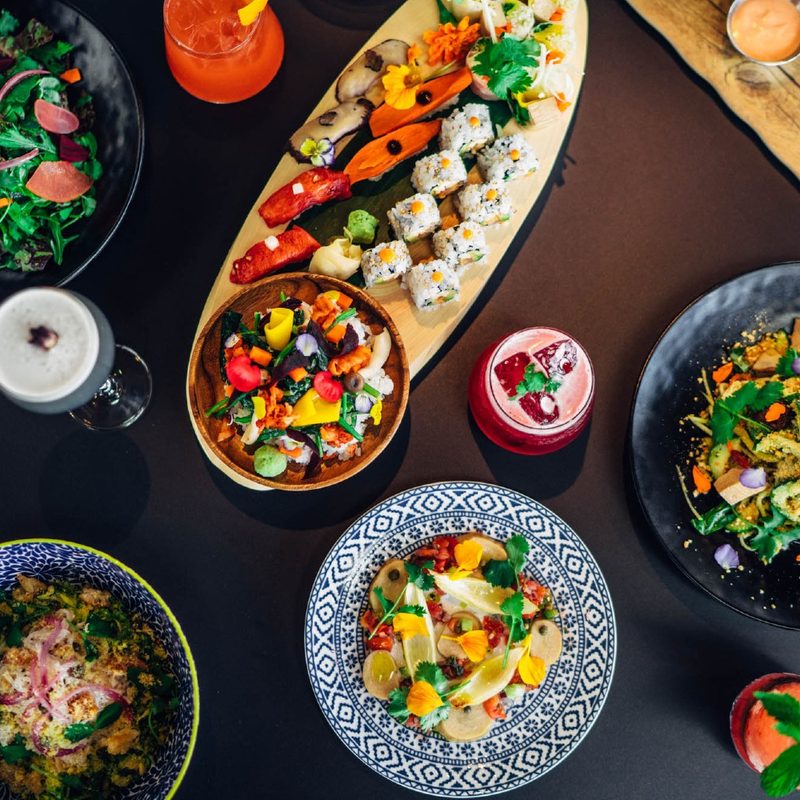 Salad, sushi, and side dishes from Planta