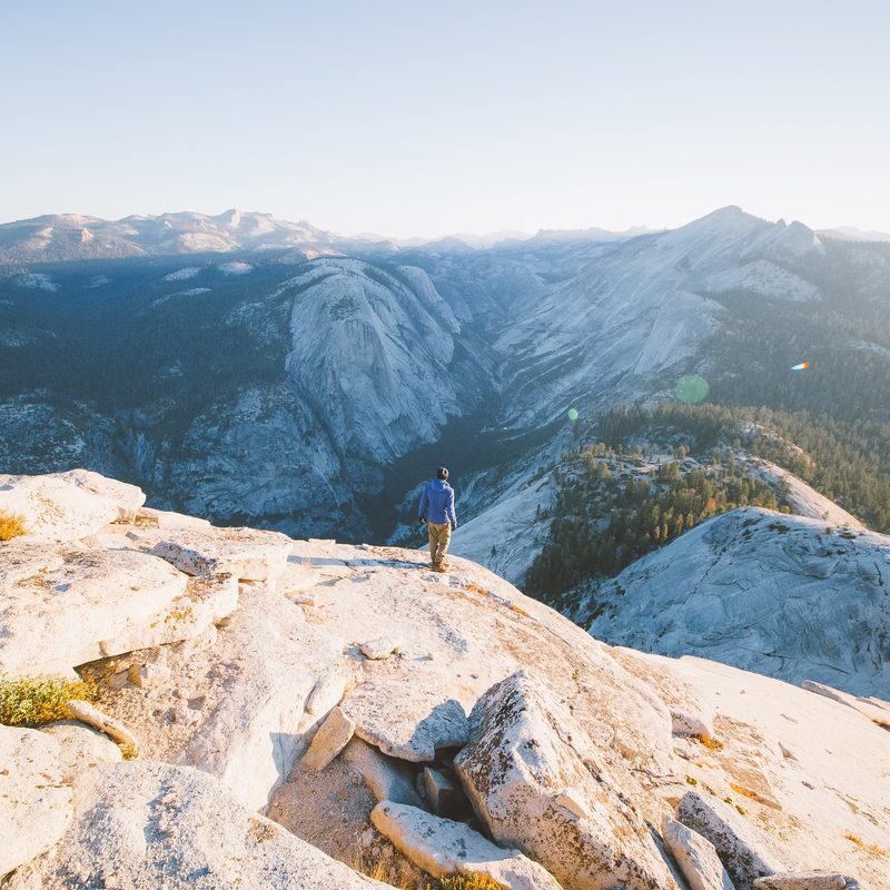 Hiker at Half Dome in Yosemite National Park