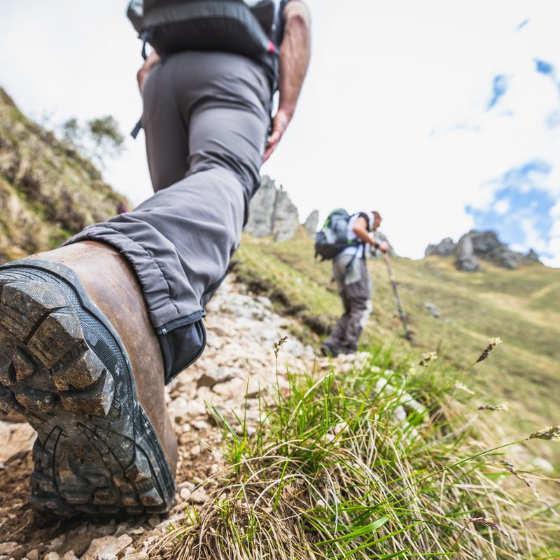 Hiking boots on the trail.