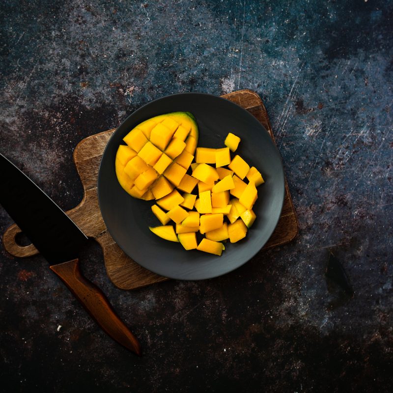 Sliced mango in a bowl