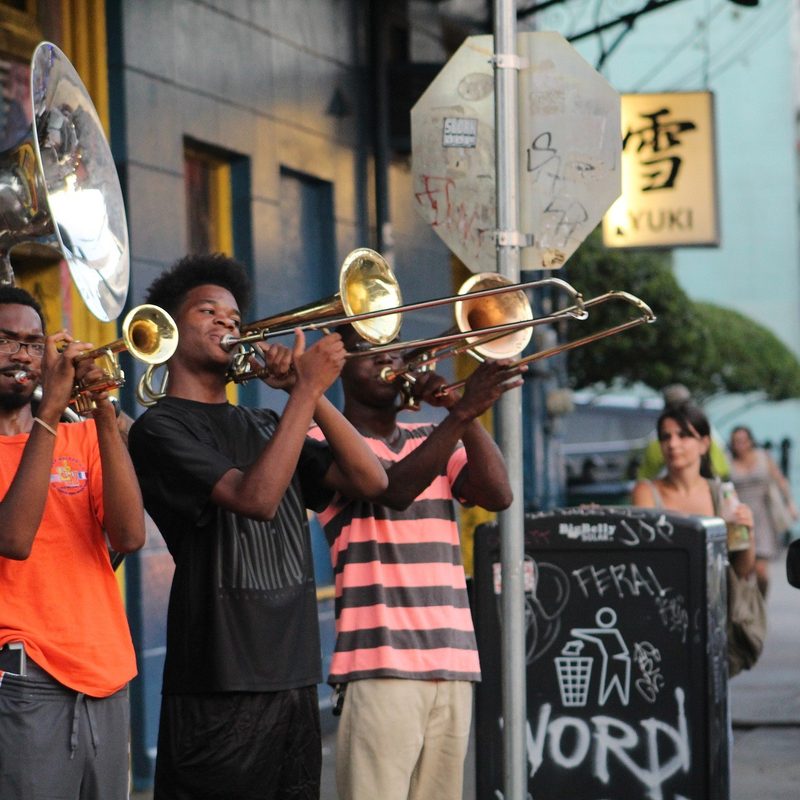 Musicians playing jazz in New Orleans