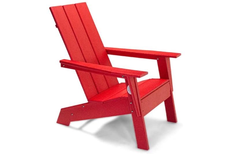 ResinTEAK HDPE Modern Adirondack Chair in bright red color.