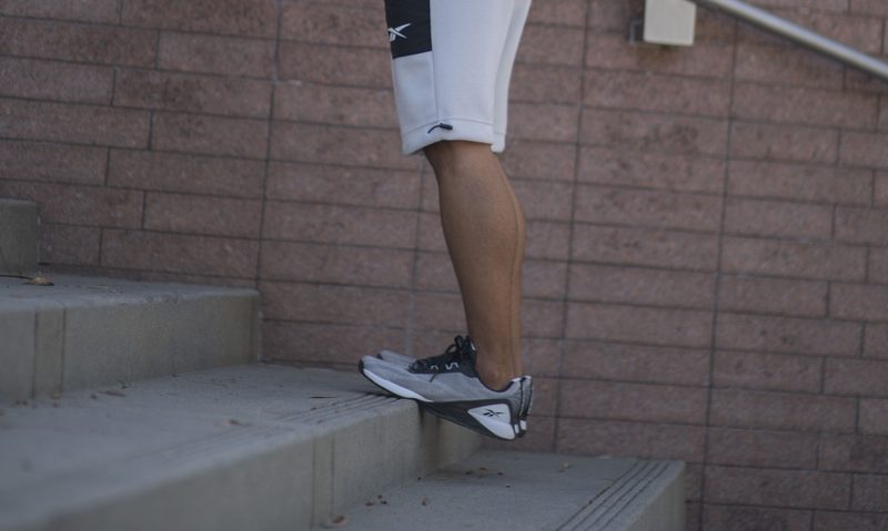 Standing calf raise on a step
