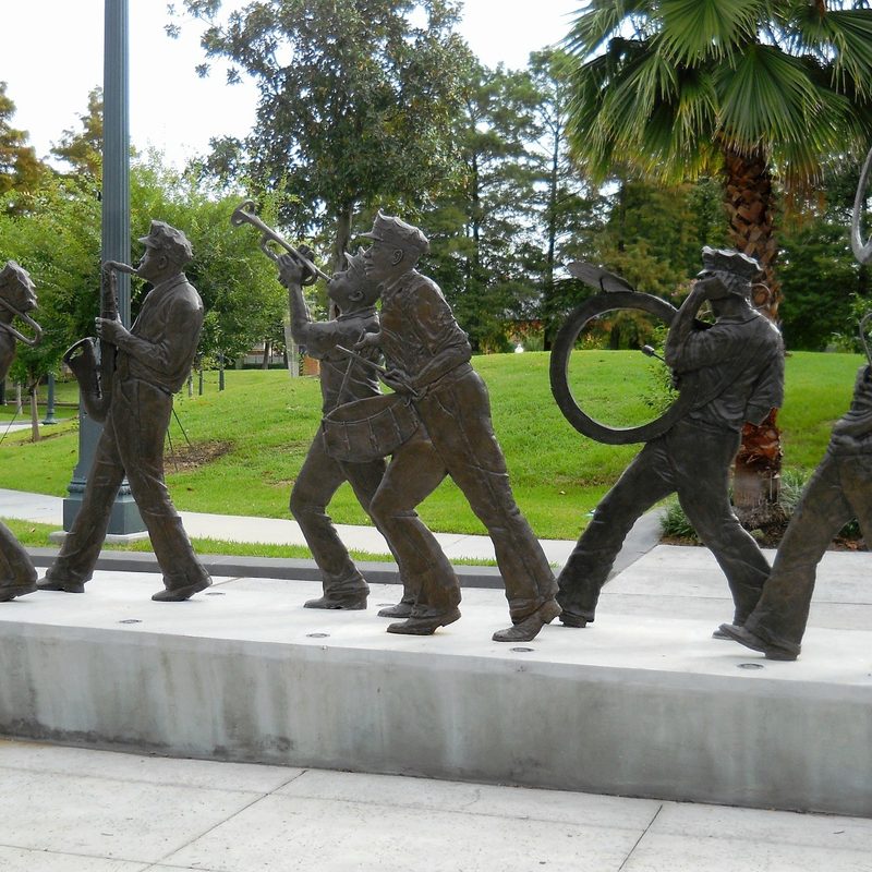Statue of jazz musicians in New Orleans
