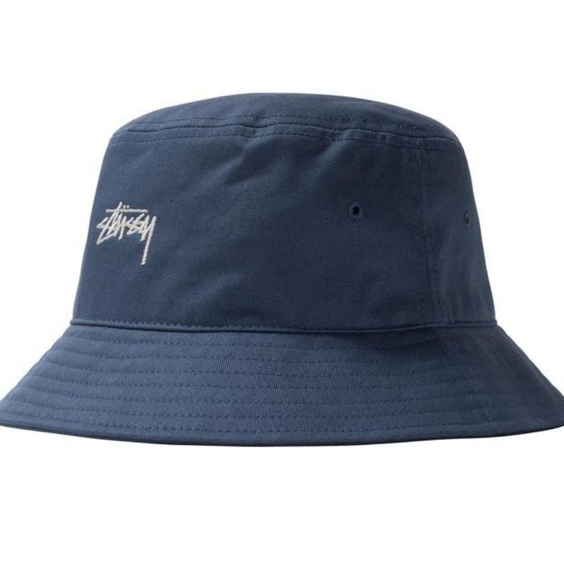 a blue Stussy Bucket Hat on white background.