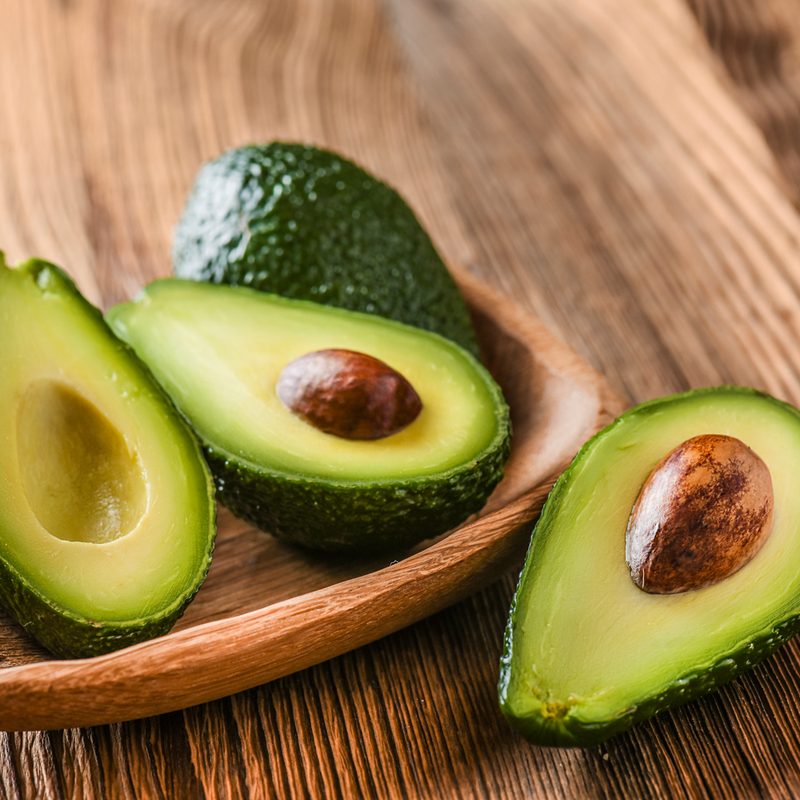 Fresh avocadoes in half