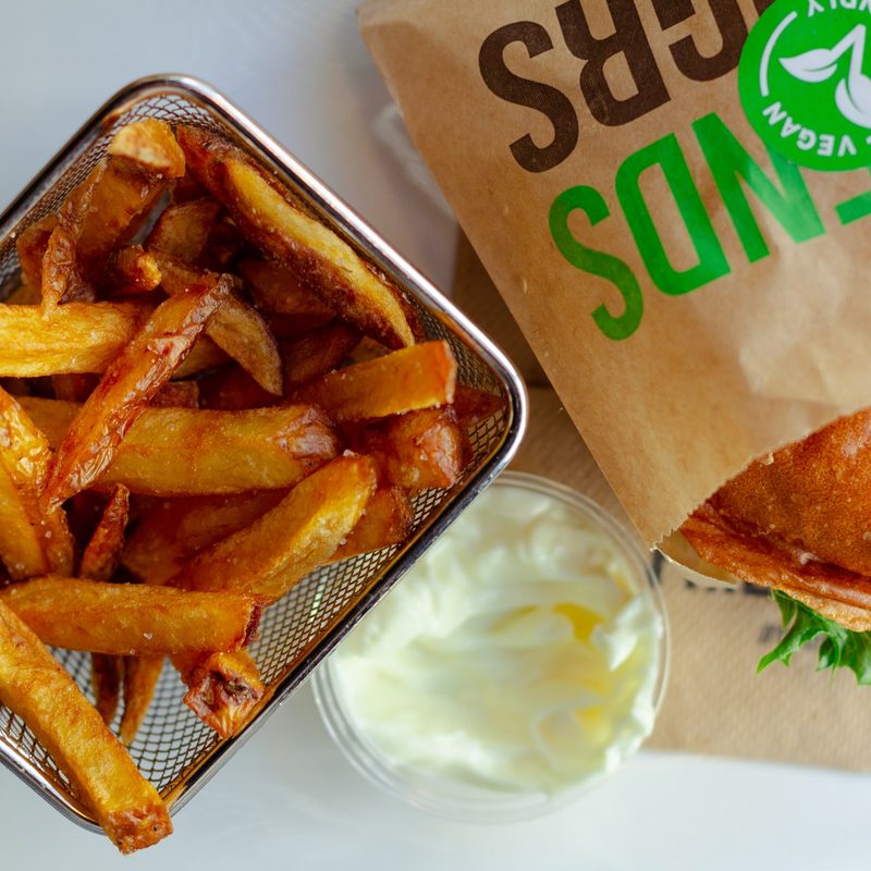 Vegan Burger and Fries