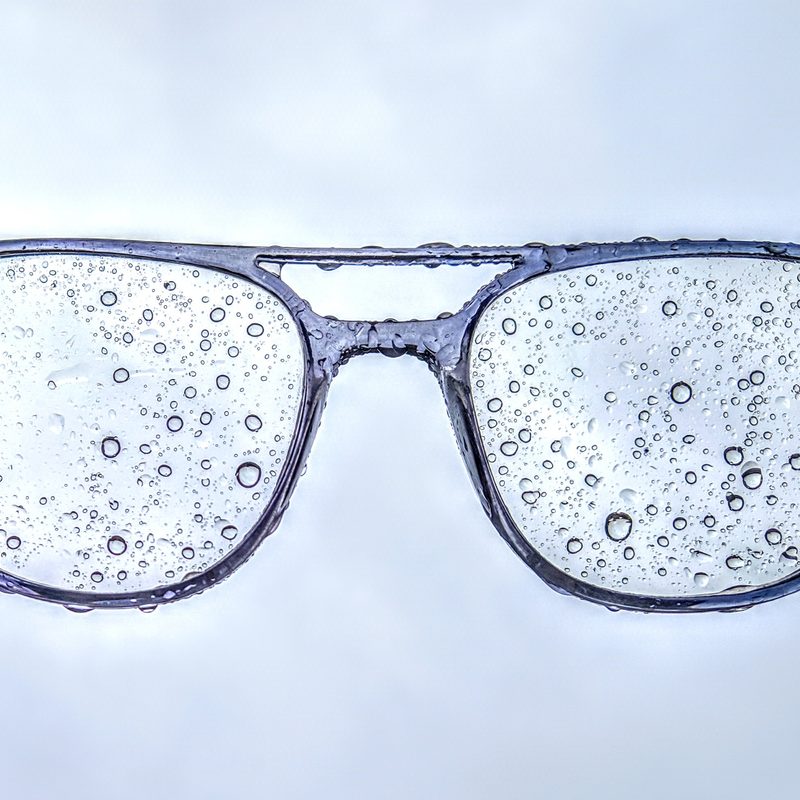 wet glasses with water droplets on them.