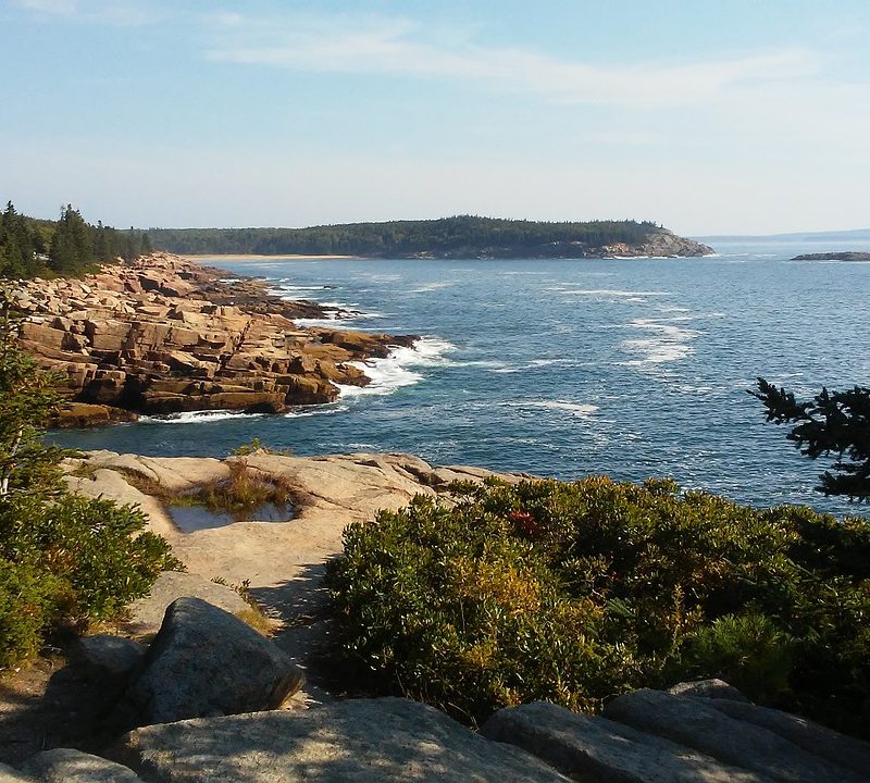 Rocky coastline of the Atlantic Ocean in Maine's Acadia National Park.
