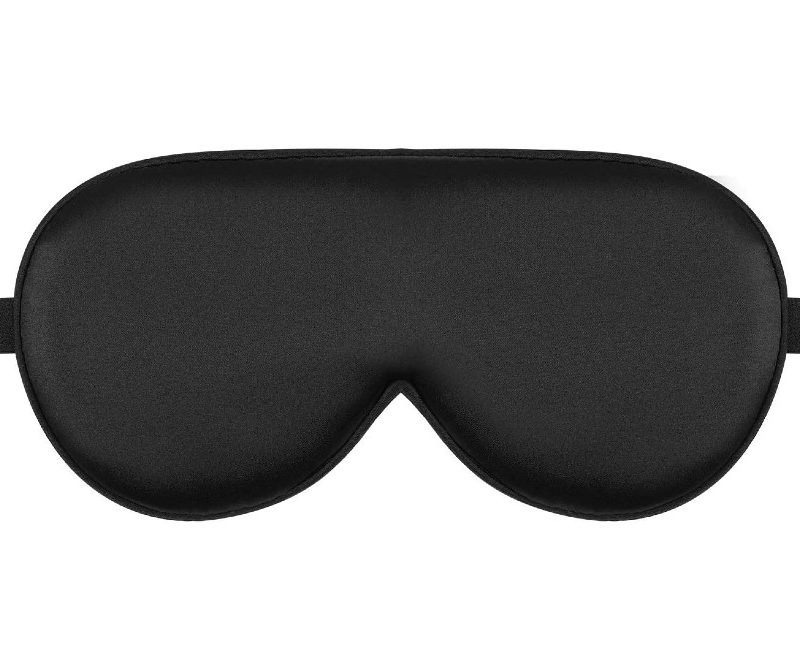 Black Alaska Bear Natural Silk Sleep Mask on a white background.