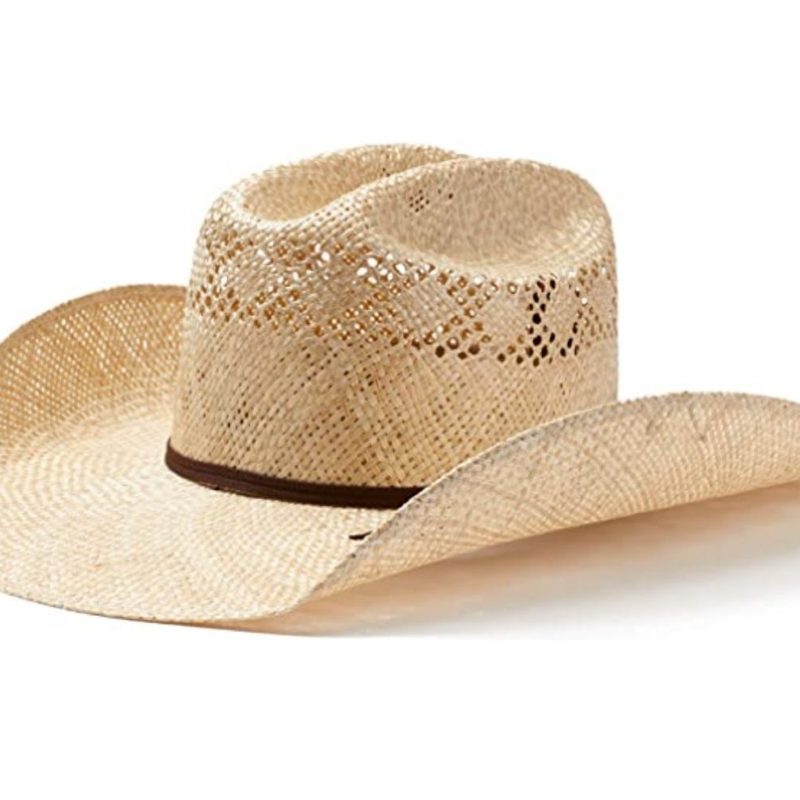 An ARIAT Sisal hat on white background.