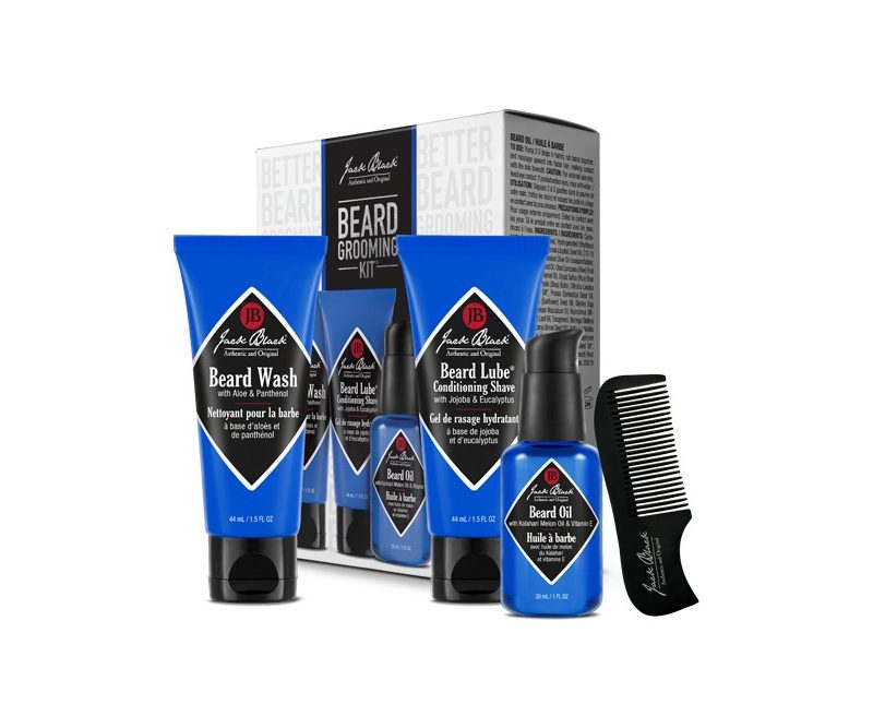 The Jack Black Beard Grooming Kit on plain background.
