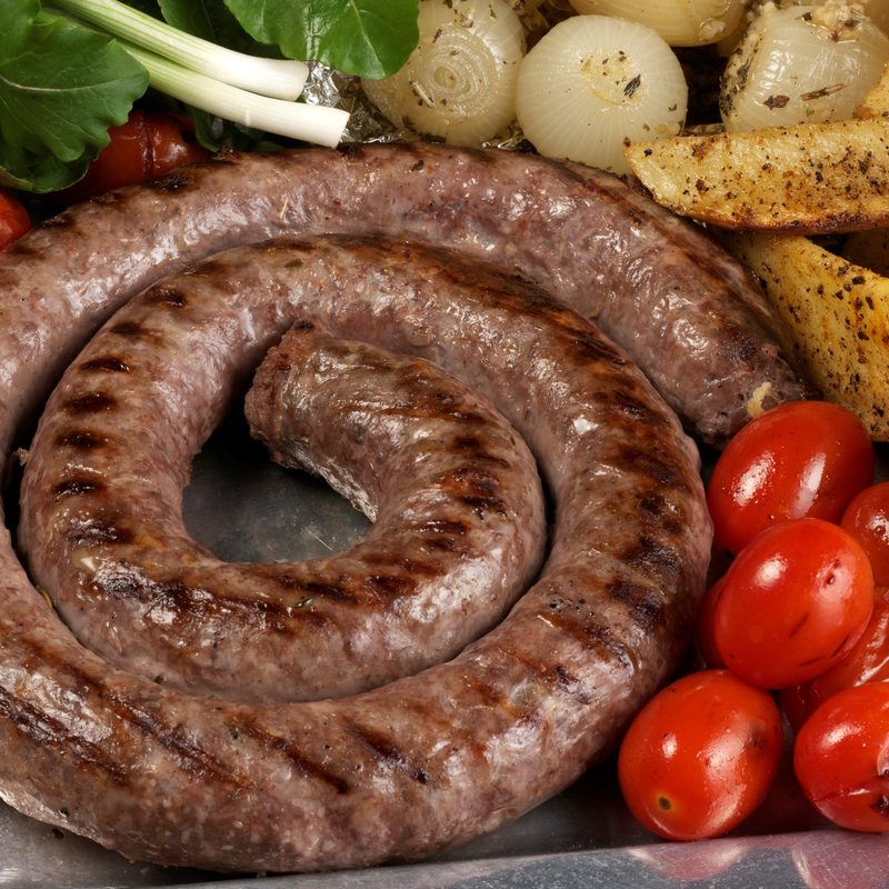 A spicy Barbequed sausage