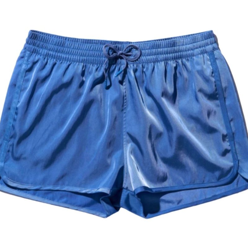 CDLP Short swim trunks in navy on a white background.