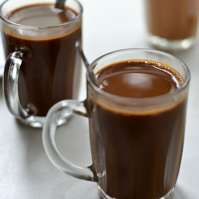 two glasses of chocolate milk