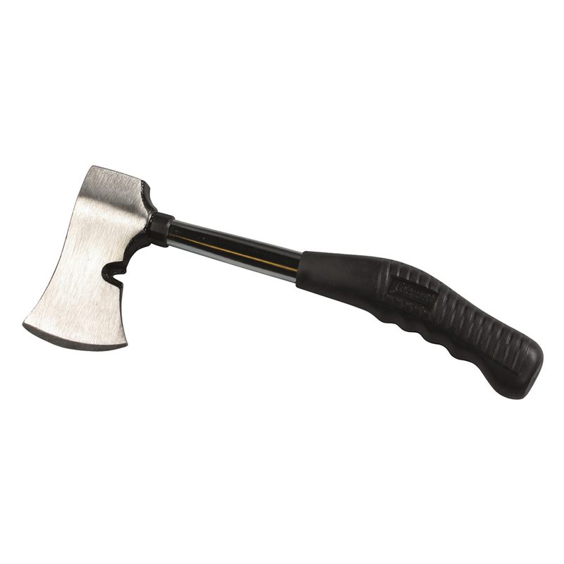 Black and steel Coleman Camp Axe on a white background.