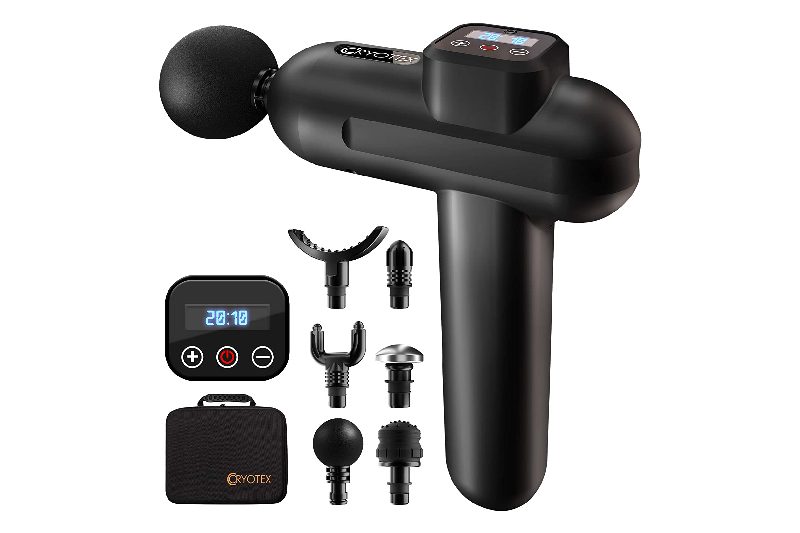 Cryotex massage gun with six heads