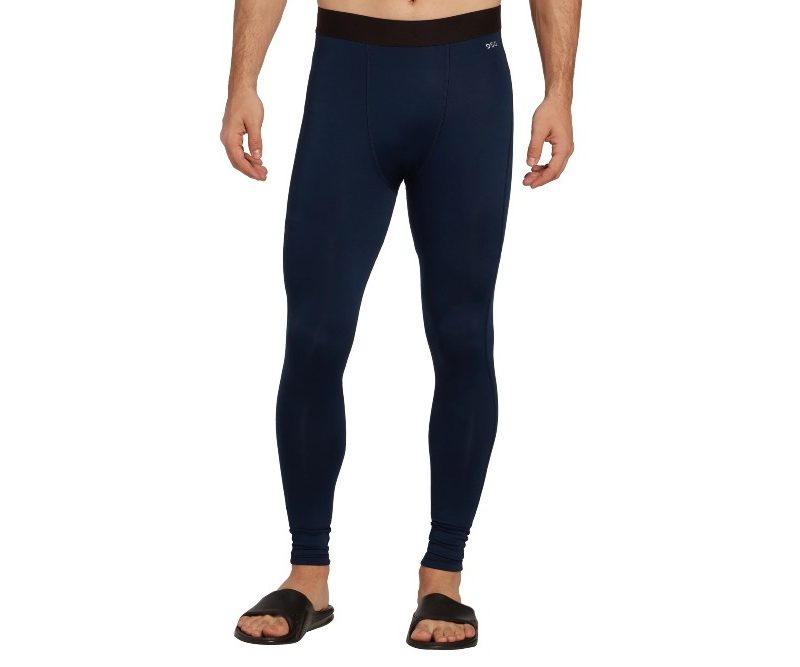 Lower half of a man modeling DSG Men's Cold Weather Compression Tights.