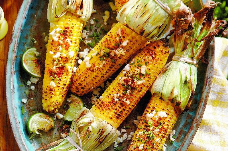Grilled corn with herbed cotija cheese