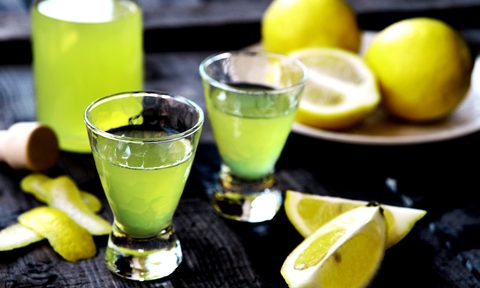 Limoncello shots and lemons