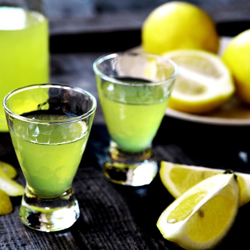 Limoncello shots and lemons