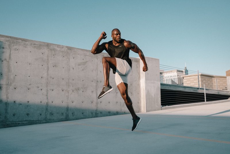 Man doing sprints and jumps