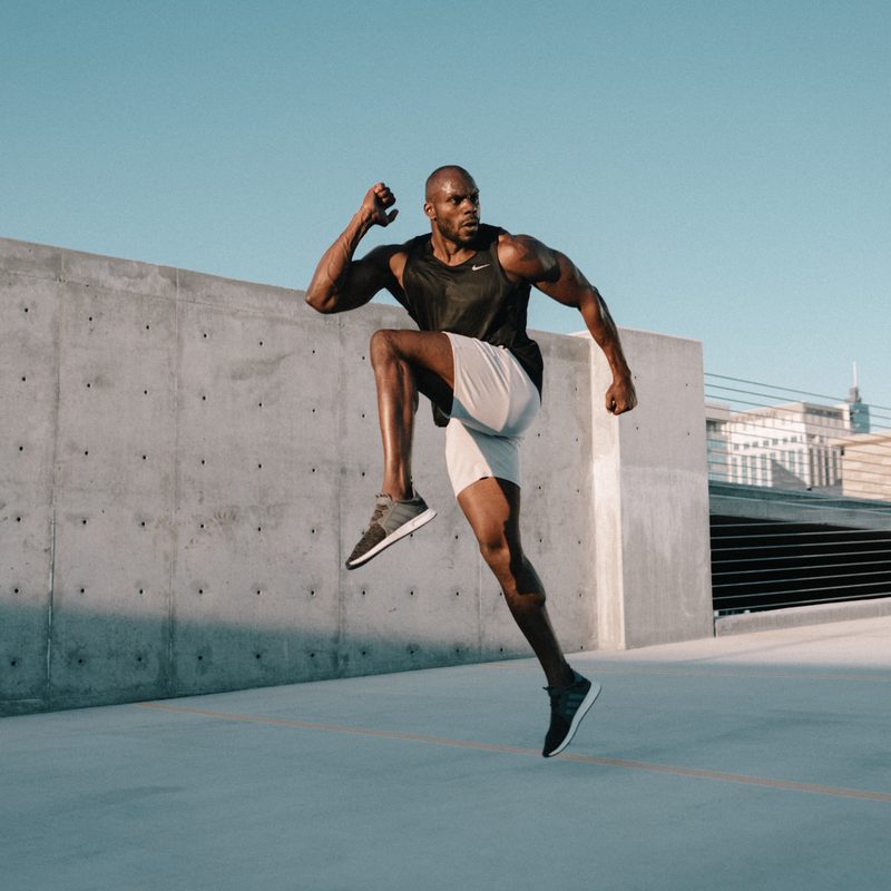 Man doing sprints and jumps